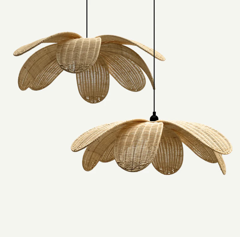 Lotus Large Natural Rattan Pendant Light
